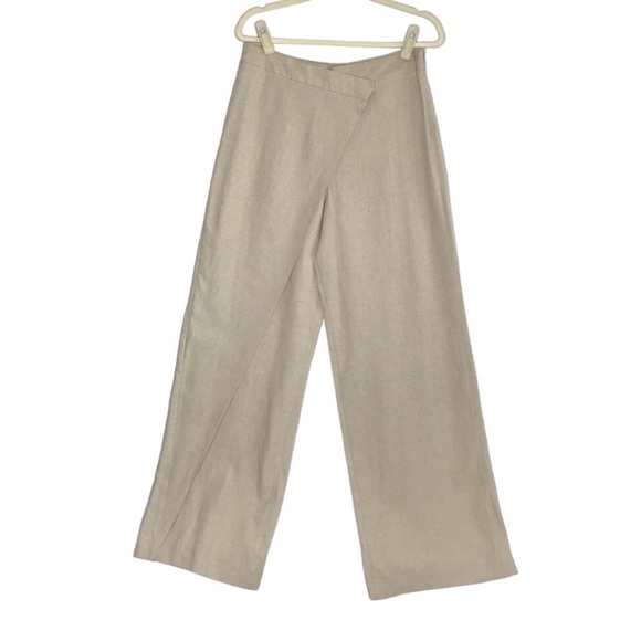 Zara Pareo Wide Leg Asymmetrical Pants Pant M Linen Blend - Picture 10 of 15